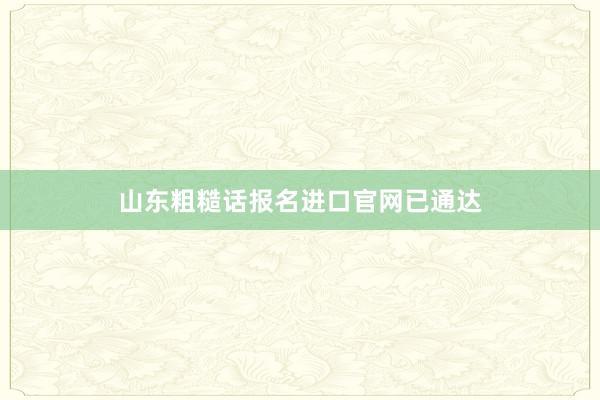 山东粗糙话报名进口官网已通达